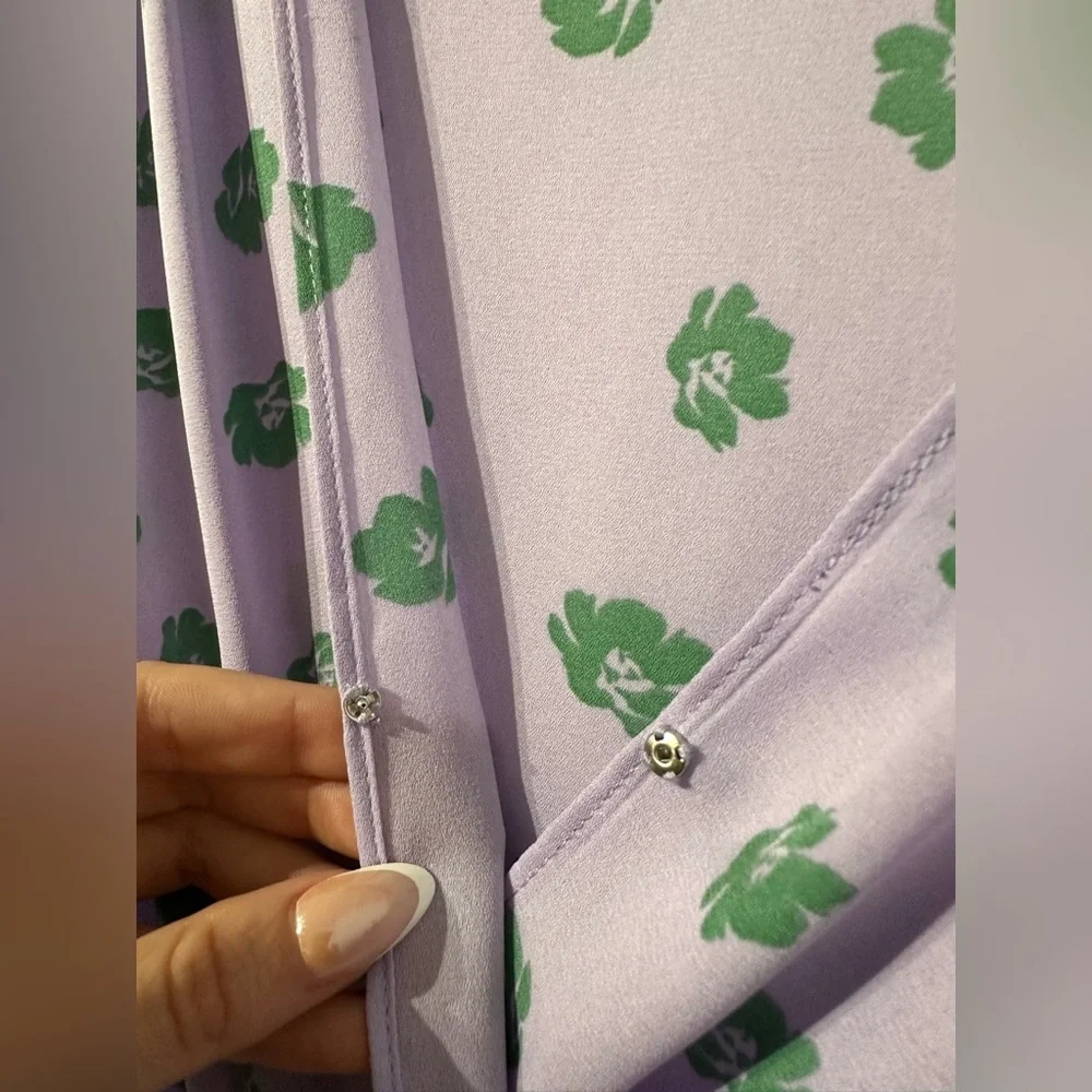 WAYF Purple Asymmetrical Wrap Blouse Cap Sleeve (XS) - Picture 11 of 16